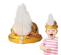 -Sombrero de disfraz: construcción de tela de satén, superficie de lentejuelas brillante, diseño ligero | Perlas de plumas decoradas con príncipe árabe mascarada teatro Halloween escenario Cos