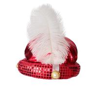 Sombrero de disfraz de Aladdin, turbante de Aladdin, turbante de sultán Selim, turbante dorado, turbante indio con plumas y lentejuelas perlas, turbante para teatro