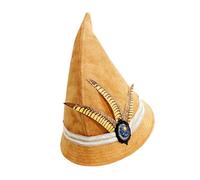 Sombrero de disfraz de bruja misteriosa con decoraciones de plumas de poliéster transpirable de alta calidad, adecuado para cosplay y eventos temáticos, sombrero de fiesta de cosplay místico