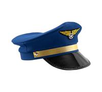 Sombrero de disfraz de piloto, gorra de capitán de aerolínea, diseño ajustable de 21.65 a 23.65 pulgadas, accesorio de uniforme azul marino, aspecto clásico de aviación, para fiesta de Halloween