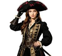 Sombrero De Disfraz De Pirata Pieza Tres Esquinas La Colonia Headpiece Sombrero Halloween Tricornio Adultos Traje Tres Esquinas Rave