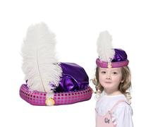 Sombrero de disfraz de príncipe | Turbante de Sultán brillante con pluma elegante y detalle de perla, sombrero de teatro y accesorio de disfraz oriental para adultos, noches de disfraces y piezas de