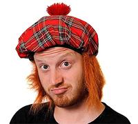 Sombrero de escocés con pelo de jengibre, accesorio para disfraz Tam O'Shanter, con gorro de noche
