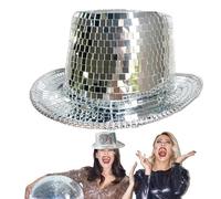 Sombrero de esmoquin brillante, sombrero top disco | Disco Tuxedo Hat,Espejo Glitter Prendas Unisex Adultos Traje Partido Props para hombres Mujeres Club de Danza Accesorios de Al Aire Libre