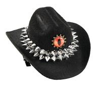 Sombrero de estilo gótico vintage con remaches adornados, sombrero de demonios de moda para mujeres y hombres, demonios adornados, Negro, Talla única