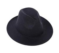 Sombrero de Fedora de fieltro de ala ancha vintage para mujer, Sombrero de Panamá, Sombrero de lana clásico Trilby Fedora Sombrero de Jazz Gorra (negro)
