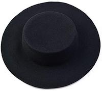 Sombrero de Fedora de mezcla de lana de moda retro de invierno para hombre y mujer, sombrero plano de Derby de iglesia (negro)