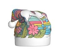 Sombrero de felpa para adultos, bonito diseño de arcoíris y unicornios, suave y agradable al tacto, no apretado, adecuado para uso festivo.