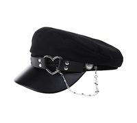 Sombrero de fieltro de lana para mujer, sombrero steampunk Y2K, gorra octogonal de moda para adolescentes, niñas, estilo Lolita, sombreros franceses para mujer, Negro, Talla única