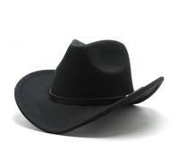 Sombrero de fieltro estilo vaquero occidental vintage unisex, gorra jazz for invierno y otoño Para festivales(Black)