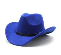 Sombrero de fieltro estilo vaquero occidental vintage unisex, gorra jazz for invierno y otoño Para festivales(Blue)