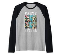 Sombrero de Fiesta de Animales de Granja Colorido con Cara de Vacas Camiseta Manga Raglan
