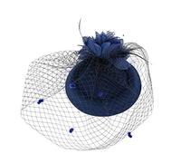 Sombrero de fiesta para niñas, pastillero, tocado, té, mujeres, sombreros y diadema con lazo para mujer (azul marino, talla única)