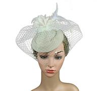 Sombrero de fiesta para niñas, pastillero, tocado, té, mujeres, sombreros y diadema con lazo para mujer (blanco, talla única)