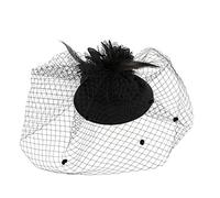 Sombrero de fiesta para niñas, pastillero, tocado, té, mujeres, sombreros y diadema con lazo para mujer (negro, talla única)