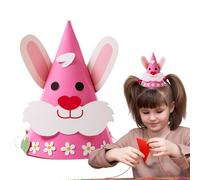 Sombrero de flores de huevo de Pascua de conejo, proyecto artesanal | Juego de proyectos de arte creativo e interactivo, hecho a mano, gorro de flores de huevo de Pascua para Pascua, cumpleaños