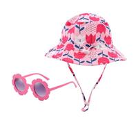Sombrero De Flores Para Niños De 1 Pieza Y Gafas De Sol Para Niños De 1 Pieza, Sombrero De Pescador Con Protección Solar, Lindo Sombrero De Pescador Estampado, Accesorios Para Exteriores