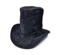 Sombrero De Galera Alta De Terciopelo Negro Rubies BH339 Disfraz
