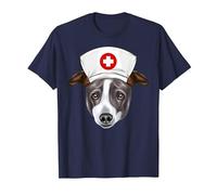 Sombrero de Galgo Italiano con un Gorro de Enfermera Camiseta, Hombre, Azul Marino, L
