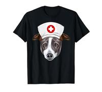 Sombrero de Galgo Italiano con un Gorro de Enfermera Camiseta, Hombre, Negro, M