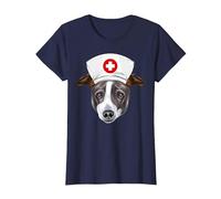 Sombrero de Galgo Italiano con un Gorro de Enfermera Camiseta, Mujer, Azul Marino, L