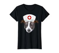 Sombrero de Galgo Italiano con un Gorro de Enfermera Camiseta, Mujer, Negro, L