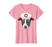 Sombrero de Galgo Italiano con un Gorro de Enfermera Camiseta, Mujer, Rosado, L