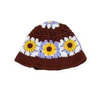 Sombrero de ganchillo resistente al sol para mujer, gorro de pescador con patrón de flores para novia, sombreros para mujer, sombrero para cabeza grande, varios colores, a, Talla única