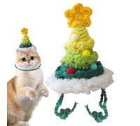 Sombrero De Gato De Navidad,Sombrero De Árbol De Navidad Para Gato | Sombrero de disfraz de gato tejido de lana,Sombrero hecho a mano del perrito del del pentagrama que hace punto de lana para el gati