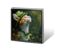 Sombrero de gato del día de San Patricio tréboles unisex broches y alfileres cuadrados ligeros con solapa para ropa, chal, sombrero