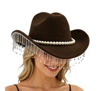 Sombrero de genérico de diamantes de imitación - Sombreros de lujo con ala ancha, pompones de pedrería, sombreros occidentales para hombres, meticulosamente hechos a mano para celebraciones de