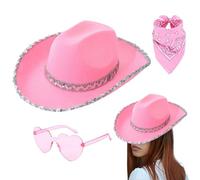 Sombrero De Glitter - Accesorios De Trajes Texanos, Sombrero De Vaquera Con Bandana Paisley, Sombrero De Brillante Para, Festivales, Disfraces, Eventos Temáticos Occidentales |