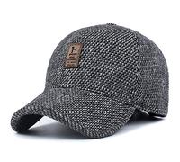 Sombrero de Gorra de béisbol de Lana de Tweed de Lana cálida de Invierno de los Hombres con Doblez Orejeras Calentador