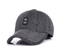 Sombrero de Gorra de béisbol de Lana de Tweed de Lana cálida de Invierno de los Hombres con Doblez Orejeras Calentador