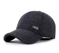 Sombrero de Gorra de béisbol de Lana de Tweed de Lana cálida de Invierno de los Hombres con Doblez Orejeras Calentador