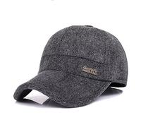 Sombrero de Gorra de béisbol de Lana de Tweed de Lana cálida de Invierno de los Hombres con Doblez Orejeras Calentador