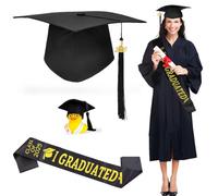 Sombrero de Graduación, Birrete Graduacion Adulto Ajustable, Bachelor Hat con Banda Graduación, Pato Académico de Goma, Bachelor Hat para Pregrado, Maestría y Doctor, Unisex