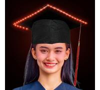 Sombrero de graduación genérico para adultos, sombrero de graduación iluminado con LED, accesorios de borla para decoraciones de fiesta, eventos escolares, universidad y celebraciones