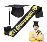 Sombrero de graduación genérico y cinturón, sombrero de graduación con - Bachelor Hat Year Charm - Supplies de celebración negra para la escuela secundaria, universidad