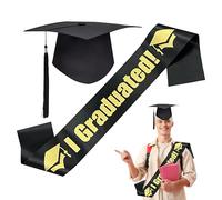 Sombrero de graduación genérico y tirantes, sombrero de graduación para la escuela secundaria - Graduación Vestido Hat Year Charm,Supplies de celebración negra para la escuela secundaria