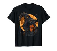 Sombrero de Halloween Wiener Dog Wizard de Dachshund Moon Spooky Witchy Camiseta