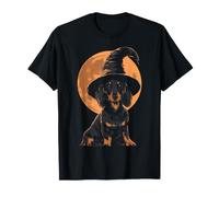 Sombrero de Halloween Wiener Dog Wizard de Dachshund Moon Spooky Witchy Camiseta