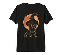 Sombrero de Halloween Wiener Dog Wizard de Dachshund Moon Spooky Witchy Camiseta Premium