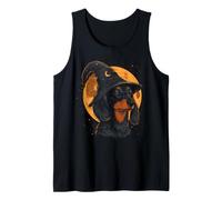 Sombrero de Halloween Wiener Dog Wizard de Dachshund Moon Spooky Witchy Camiseta sin Mangas