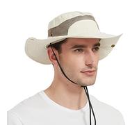Sombrero de Hombre para El Sol - Pescador Safari Protección UV, Trekking Malla Algodon, Ala Ancha Explorador