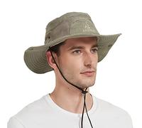 Sombrero de Hombre para El Sol - Pescador Safari Protección UV, Trekking Malla Algodon, Ala Ancha Explorador