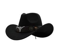Sombrero de hombre para mujer, gorro de ganado clásico tejido invierno al aire libre vaquero béisbol gorras de paja sombrero vaquero niños, Negro , M