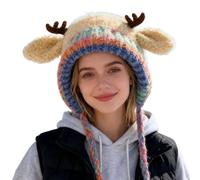Sombrero de - Invierno cálido a Prueba de Viento con Punta Suave, diseño de Reindeer Suave, Diadema para Ropa fría, diseño de Estiramiento, Ideal para Mujeres y niñas, Viajes o Vacaciones