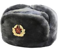 Sombrero de invierno de estilo soviético | Sombrero de cosaco Ushanka de piel sintética con orejeras y pin militar decorativo, sombrero de esquí de trampero ruso para hombre, perfecto para noches,