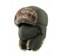 Sombrero de invierno XXL de gran tamaño con orejeras de piel sintética para mujeres y hombres, sombrero de caza grande y profundo, resistente al viento, gorra de esquí, Verde militar, XXL